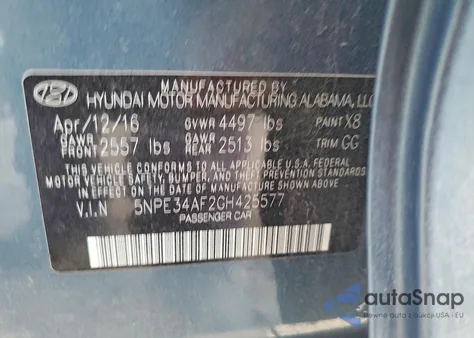 2016 Hyundai Sonata Sport z USA, uszkodzony, nr VIN 5NPE34AF2GH425577